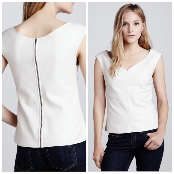 PJK - Leather Top - Ivory - XS - EUC - Like New - Picture 1 of 5